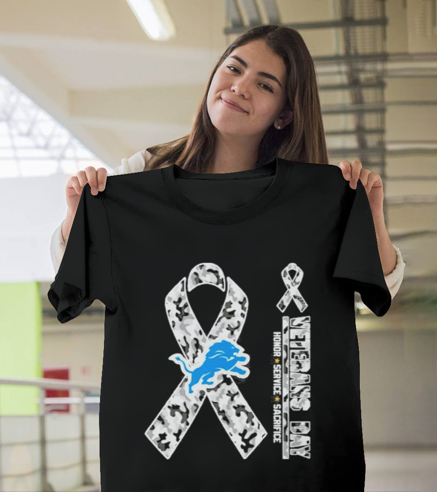 Detroit Lions Veterans Day Honor Service Sacrifice 2026 T-Shirt