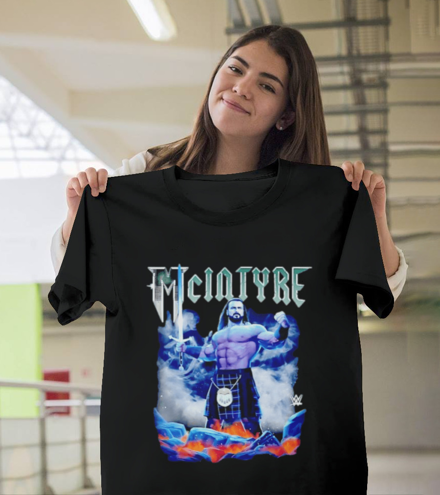 WWE Drew McIntyre The Scottish Warrior McIntyre Kilt Sword T-Shirt