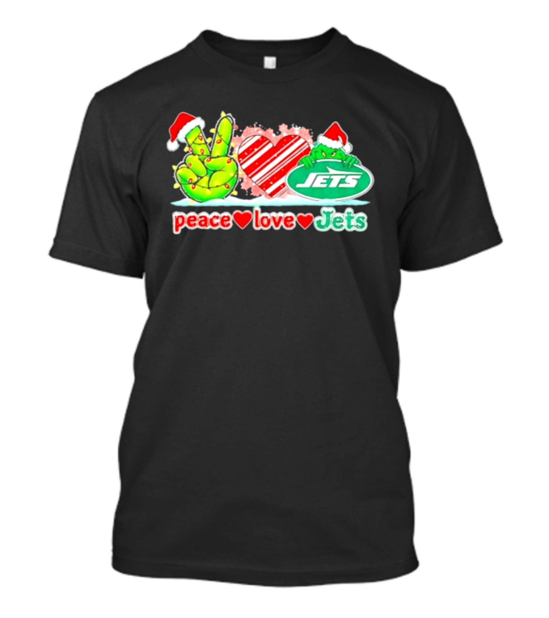 Peace Love Jets Christmas 2026 Grinch New York Football T-Shirt