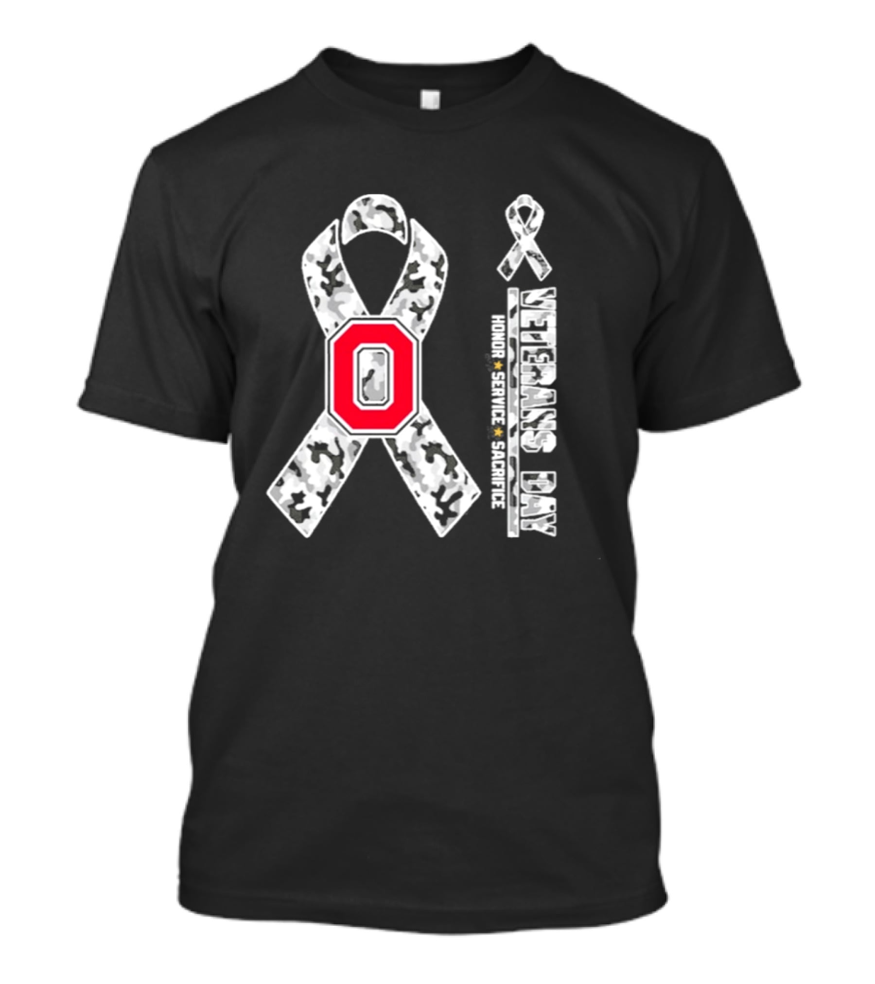 Ohio State Buckeyes Veterans Day 2026 Honor Service Sacrifice Camo Ribbon T-Shirt