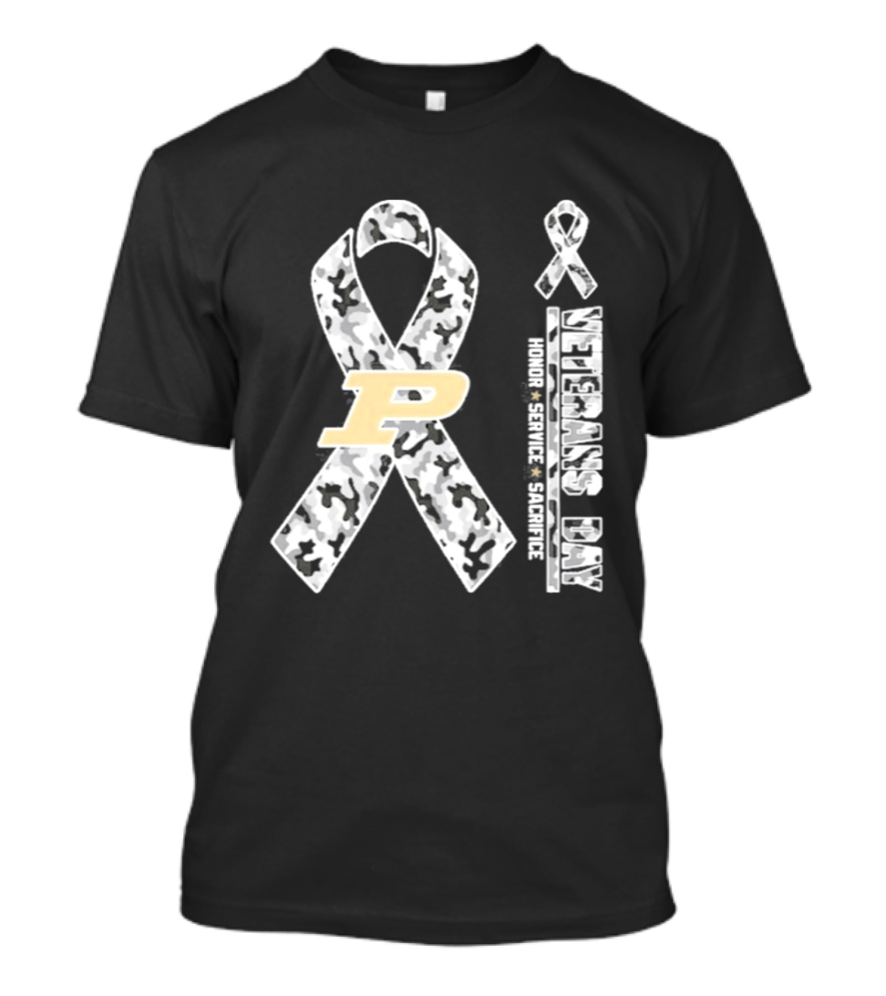 Purdue Boilermakers Veterans Day 2026 Camouflage Ribbon Honor Service Sacrifice T-Shirt