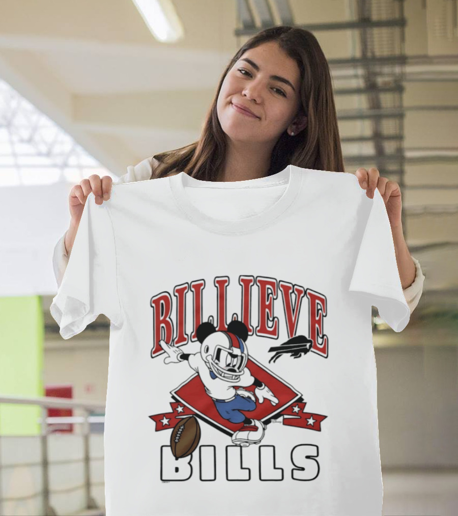 BILLIEVE Buffalo Bills Mickey Mouse Football T-Shirt