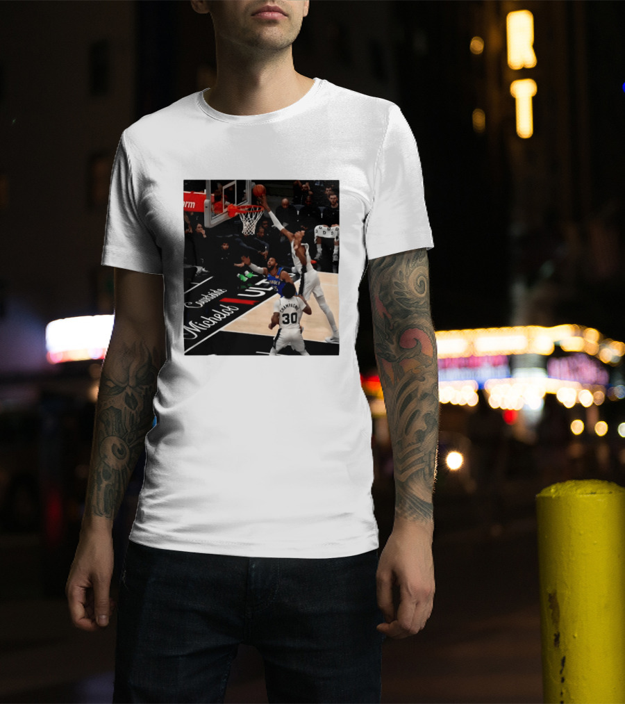 Victor Wembanyama San Antonio Spurs Block Shot Action Thunder Game T-Shirt