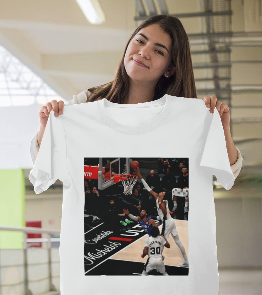 Victor Wembanyama San Antonio Spurs Block Shot Action Thunder Game T-Shirt