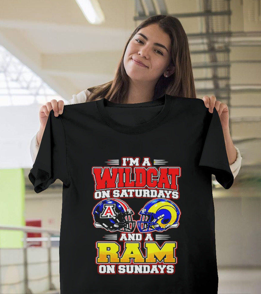 I'm A Wildcat On Saturdays And A Ram On Sundays Arizona Los Angeles Football Fans T-Shirt