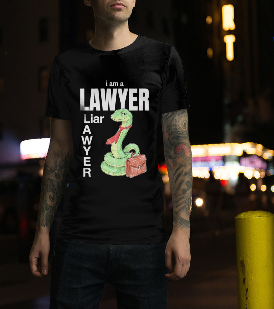 I Am A Lawyer Liar Awyer Snake Briefcase Legal Humor T-Shirt