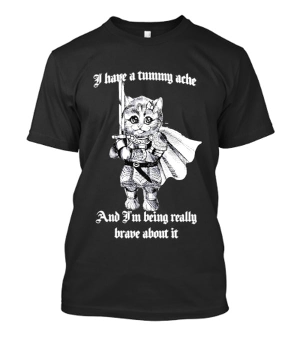 I Have A Tummy Ache And I'm Being Really Brave About It Knight Cat With Sword T-Shirt