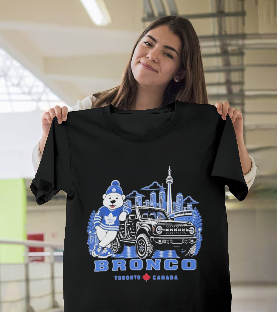 Bronco Toronto Canada Maple Leafs Bear Skyline Winter T-Shirt