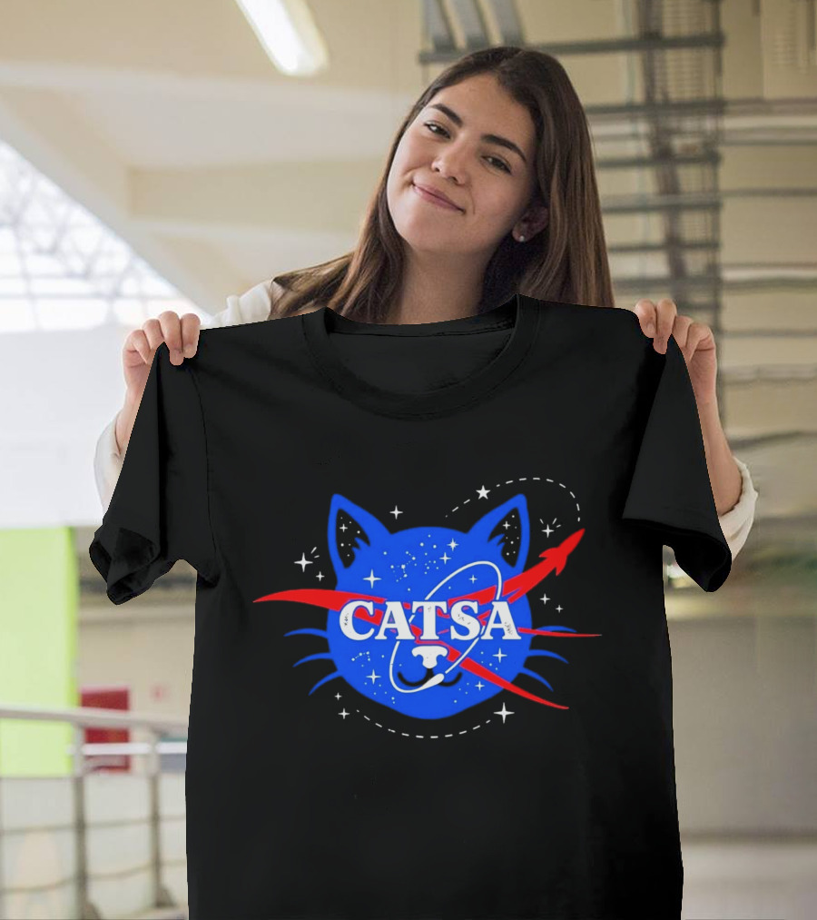 CATSA Space Cat NASA Science Logo Rocket Astronaut T-Shirt