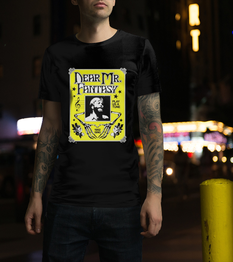 Dear Mr Fantasy Play Us A Tune 1952 1990 Skeleton Musician T-Shirt