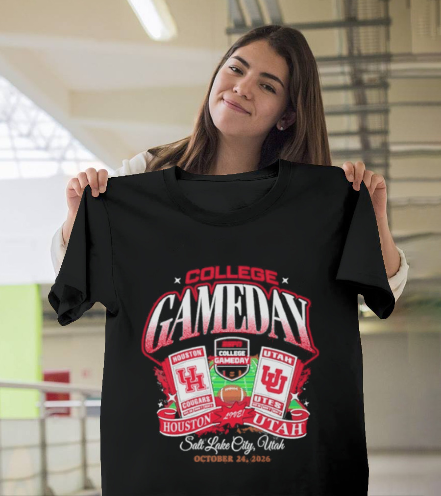 ESPN College Gameday Houston Cougars Vs Utah Utes Salt Lake City October 24 2026 T-Shirt