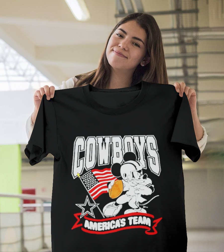 Cowboys Mickey Mouse Americans Team Flag Football T-Shirt