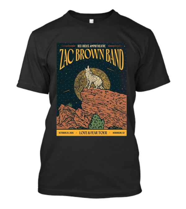 Zac Brown Band Love & Fear Tour Red Rocks Amphitheatre October 20 2026 Morrison CO T-Shirt