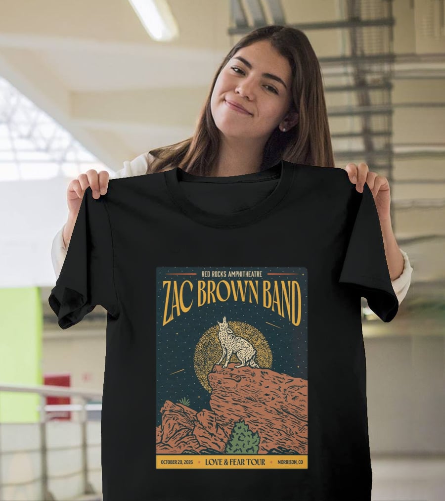 Zac Brown Band Love & Fear Tour Red Rocks Amphitheatre October 20 2026 Morrison CO T-Shirt