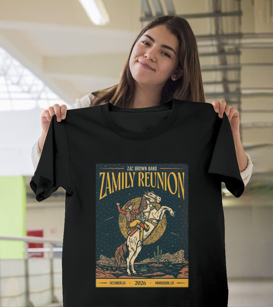Zac Brown Band Zamily Reunion Morrison CO 2026 Live At Red Rocks October 20 Cowboy And Horse T-Shirt