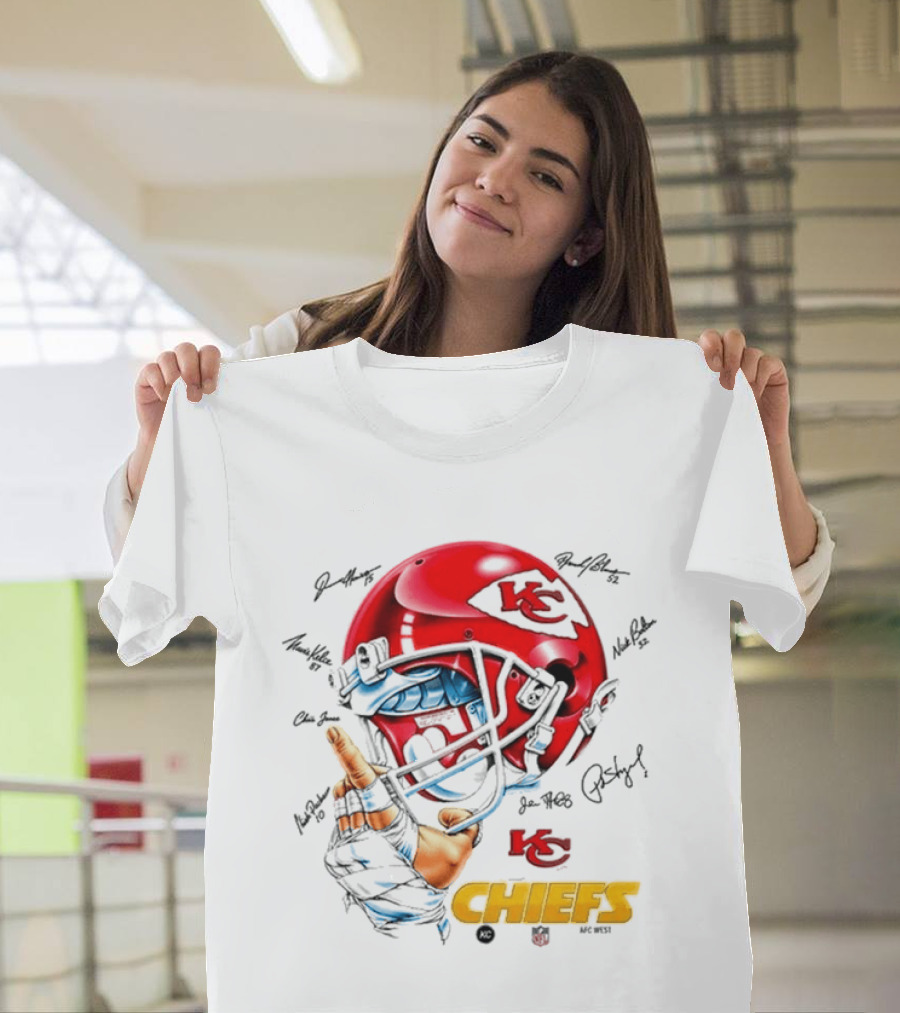 Kansas City Chiefs Signatures KC Football Helmet Chiefs Kingdom T-Shirt