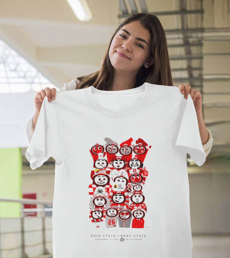 Ohio State Vs Kent State 2026 Buckeye Cartoon Characters Gallery T-Shirt