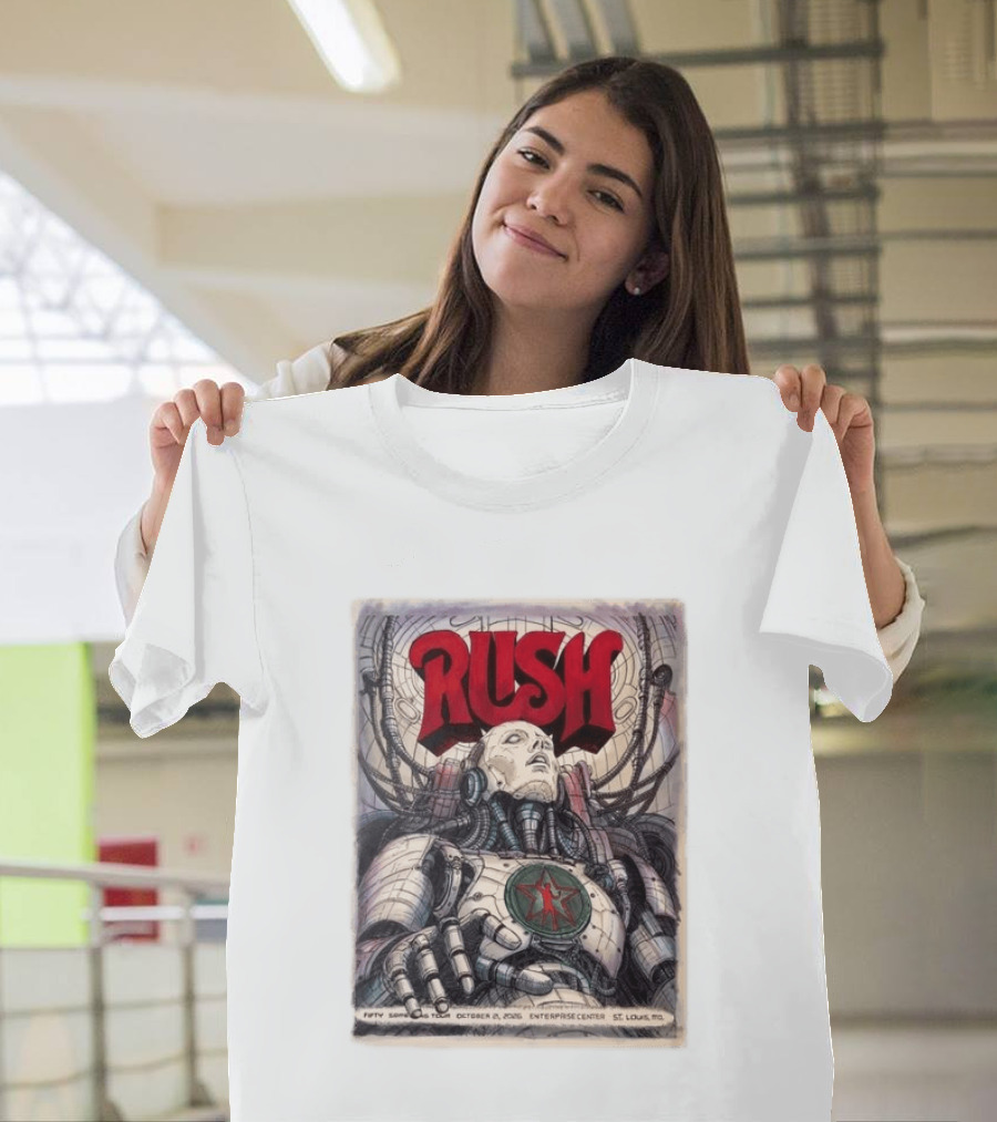 Rush Fifty Something Tour October 21 2026 Enterprise Center St. Louis MO Robot Star T-Shirt