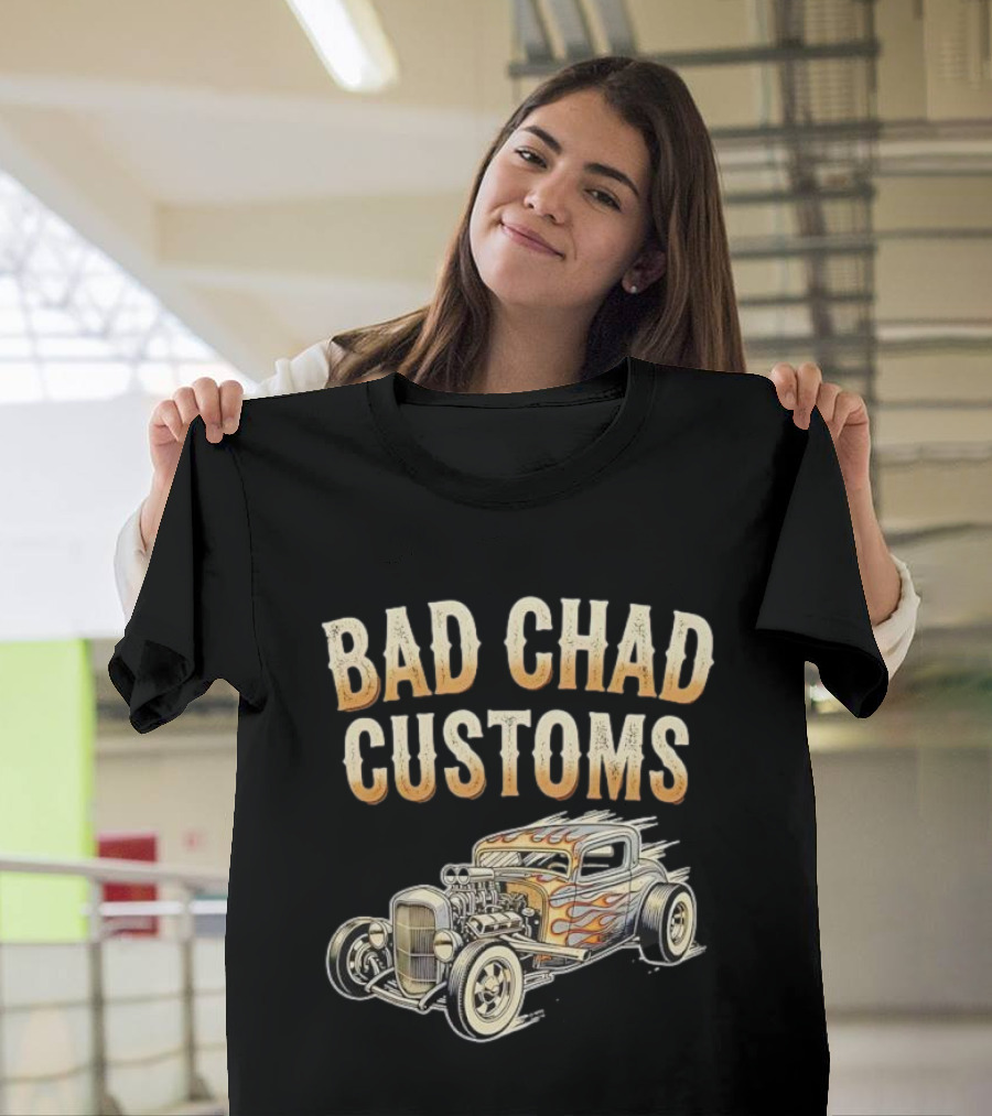 Bad Chad Customs Hot Rod Flames Vintage Car T-Shirt