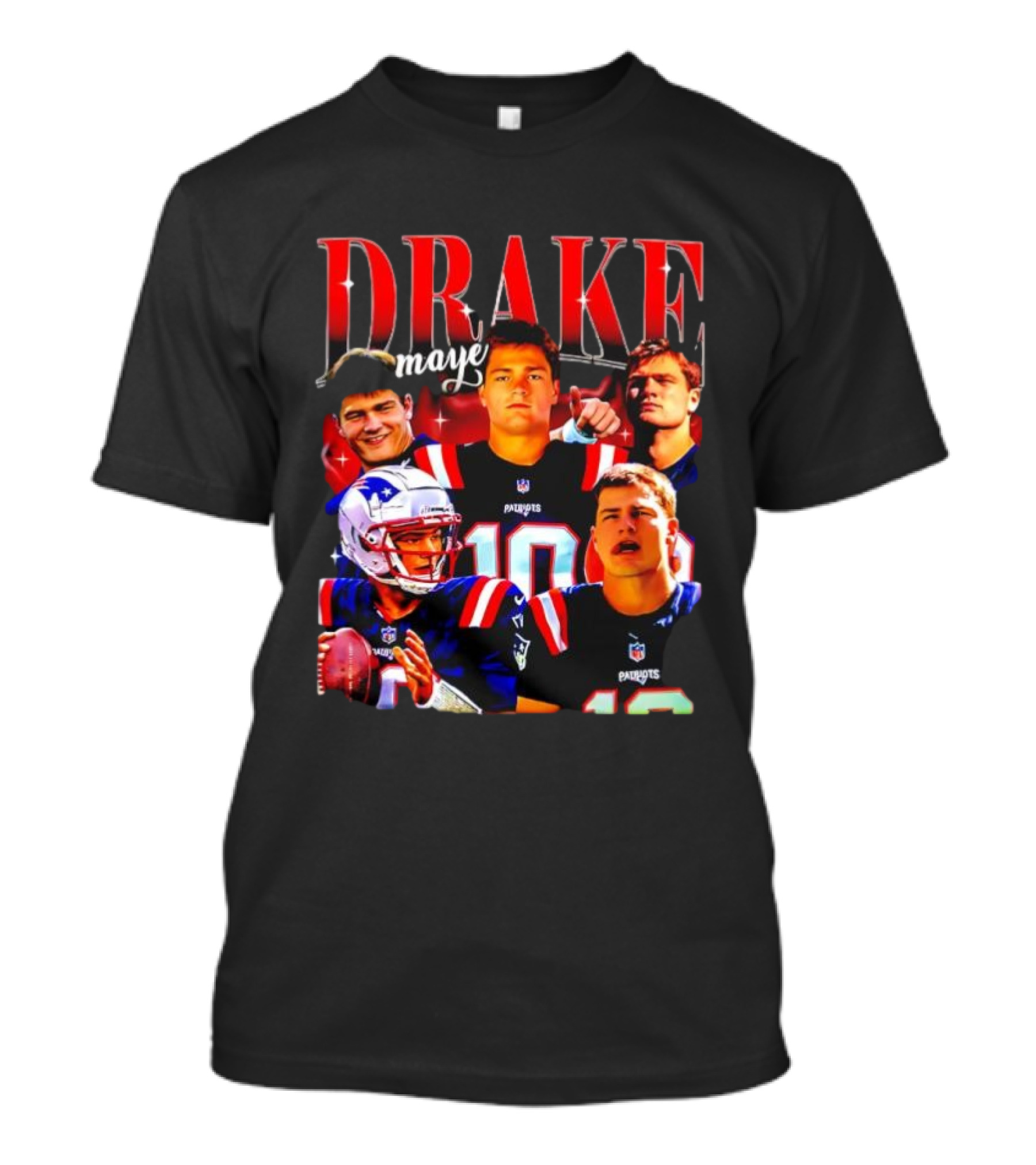 Drake Maye Patriots Vintage 90s Quarterback NFL Football T-Shirt