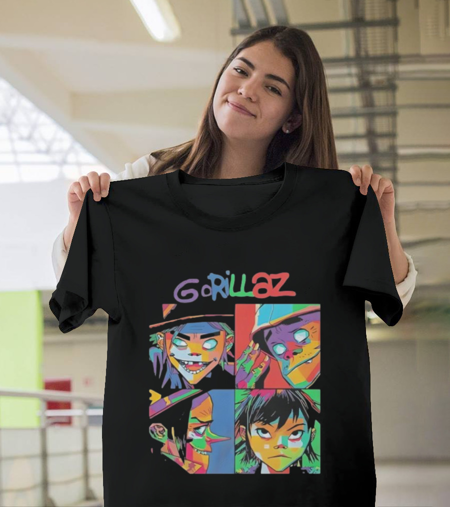 Gorillaz 2D Murdoc Niccals Noodle Russel Hobbs Members Portrait T-Shirt