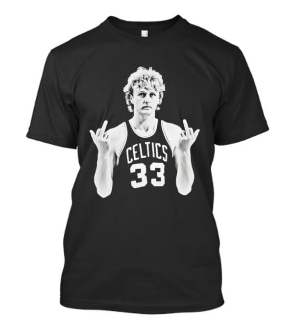 Larry Bird Celtics 33 Middle Finger Retro 90s Basketball Icon T-Shirt