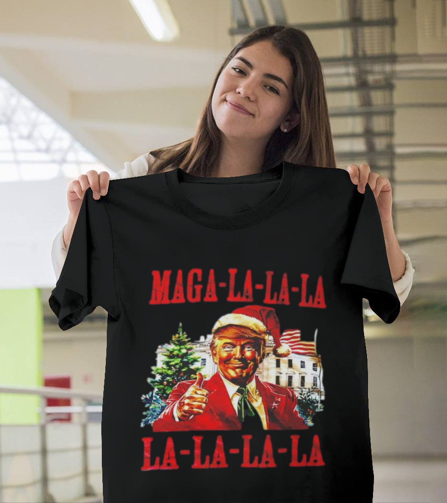 MAGA La La La Donald Trump Christmas Santa Hat Thumbs Up T-Shirt