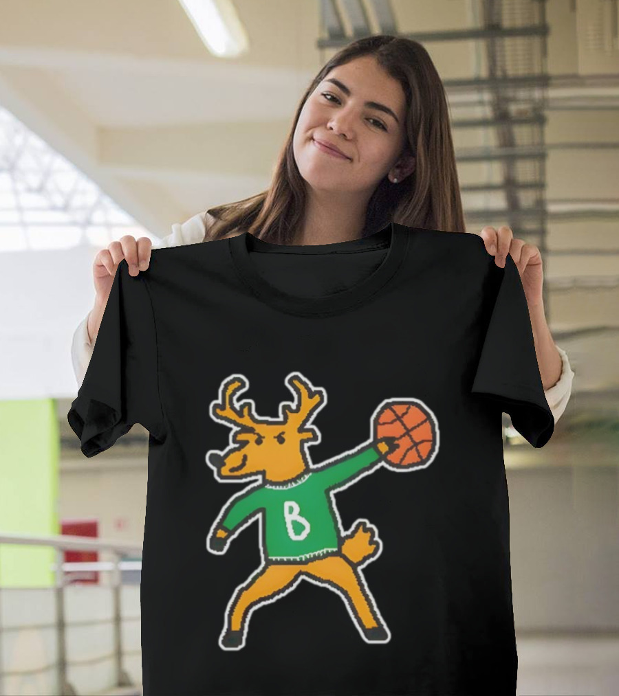 Milwaukee Bucks Vintage Mascot Deer With Basketball B Jersey T-Shirt