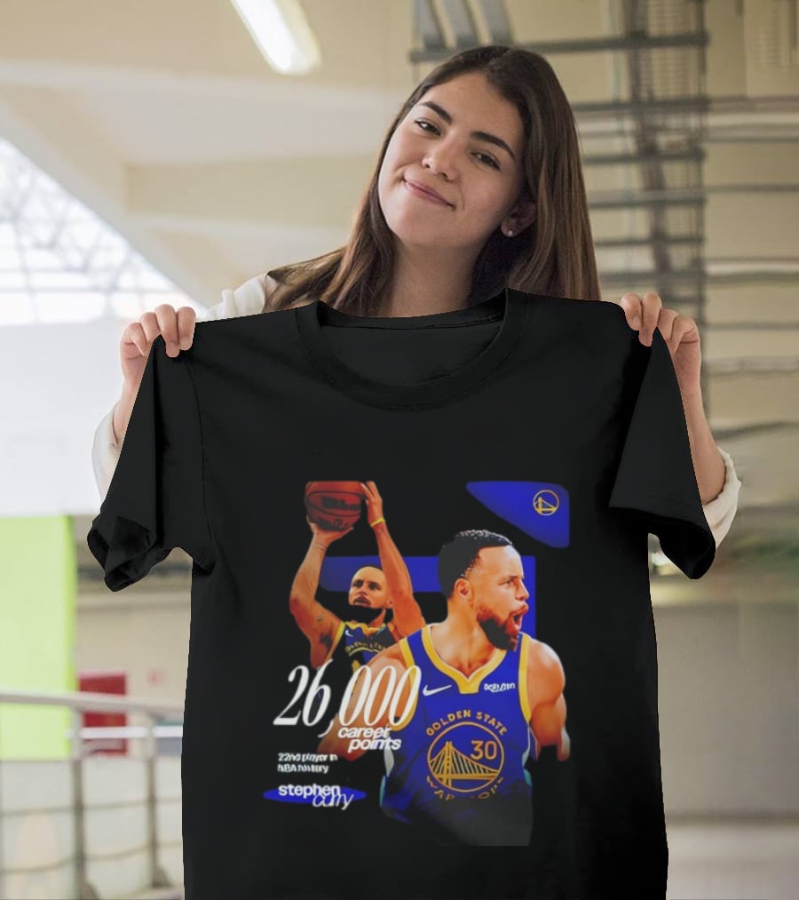 Stephen Curry Golden State Warriors 26000 Career Points 22nd NBA Player T-Shirt