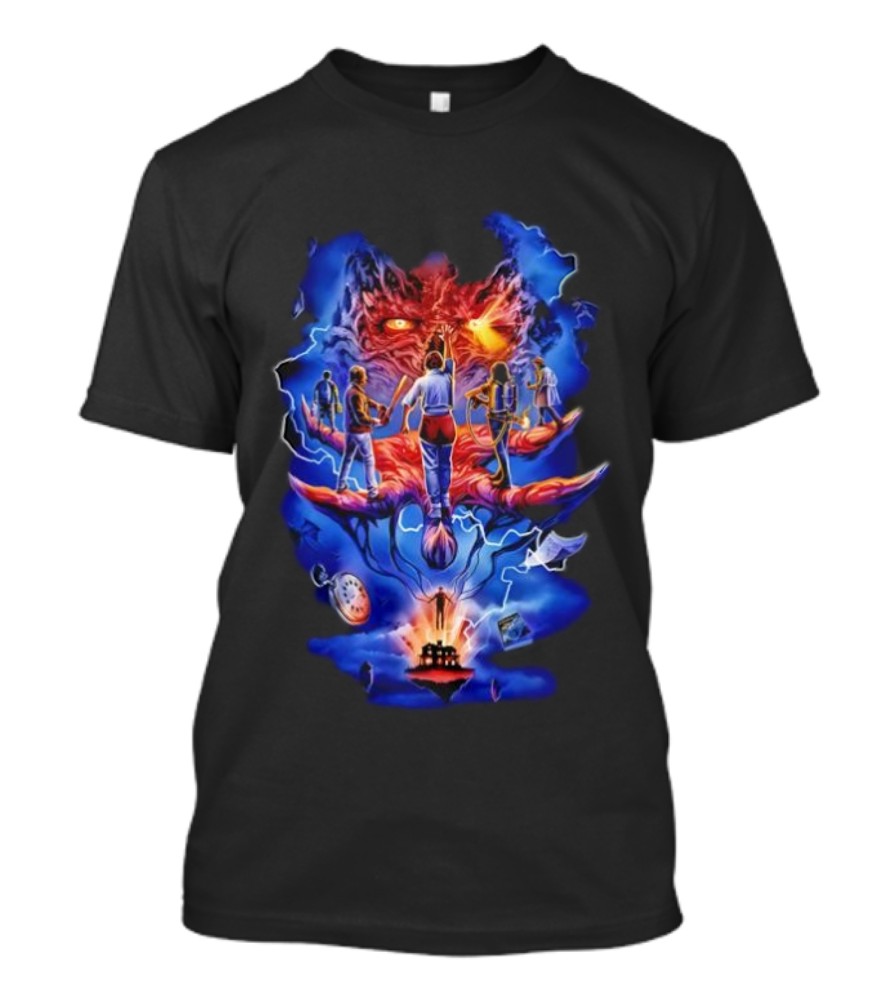 Stranger Things Fright Rags Upside Down Warriors Dramatic Art Adventure T-Shirt