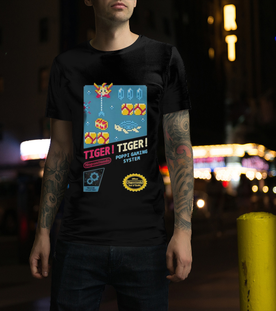 TIGER TIGER Poppi Gaming System Nopontendo Treasure Collecting Pixel Art T-Shirt