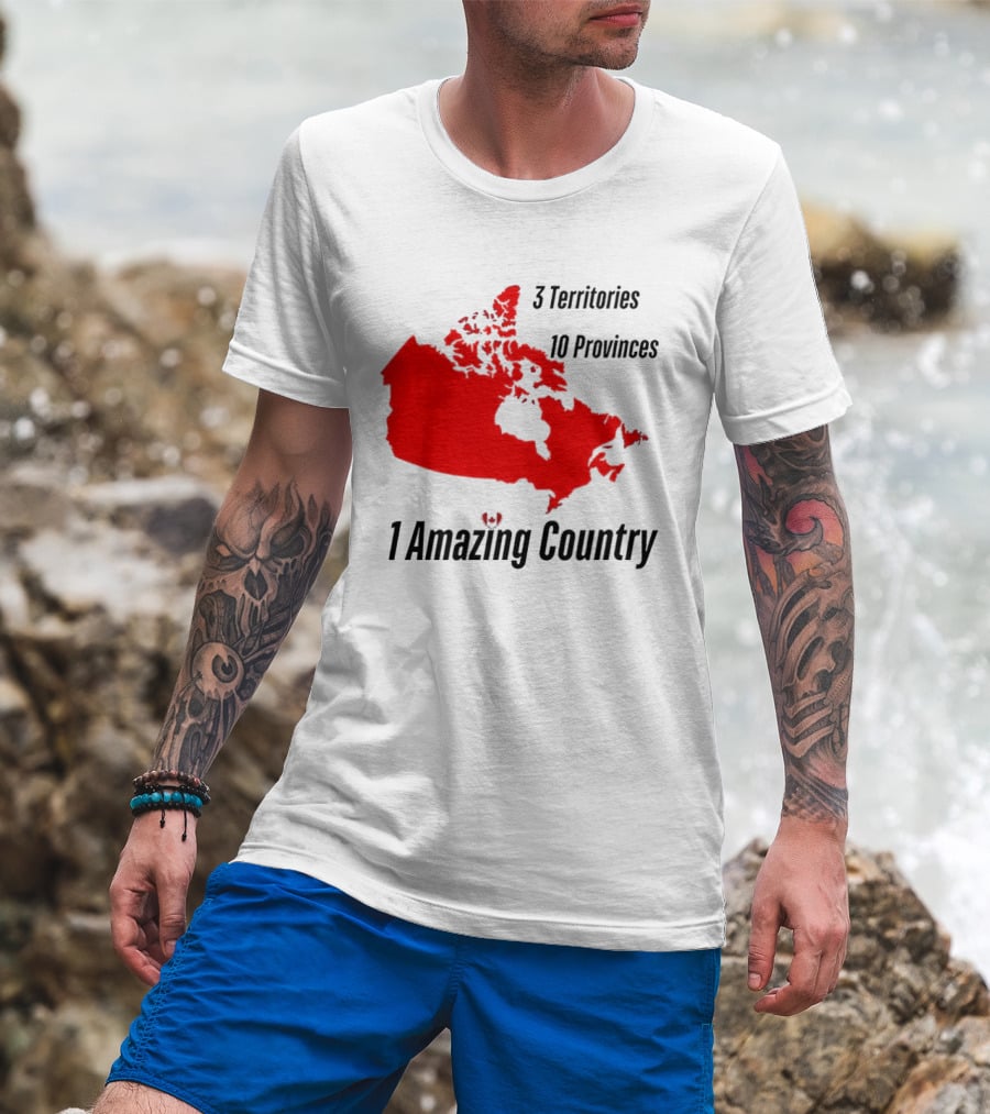 3 Territories 10 Provinces 1 Amazing Country Canada Map T-Shirt