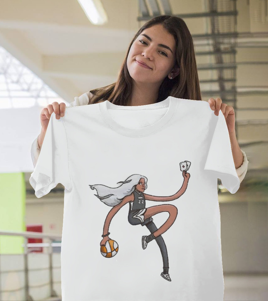 A’ja Wilson Las Vegas Aces Number 22 Holding Basketball And Ace Card T-Shirt