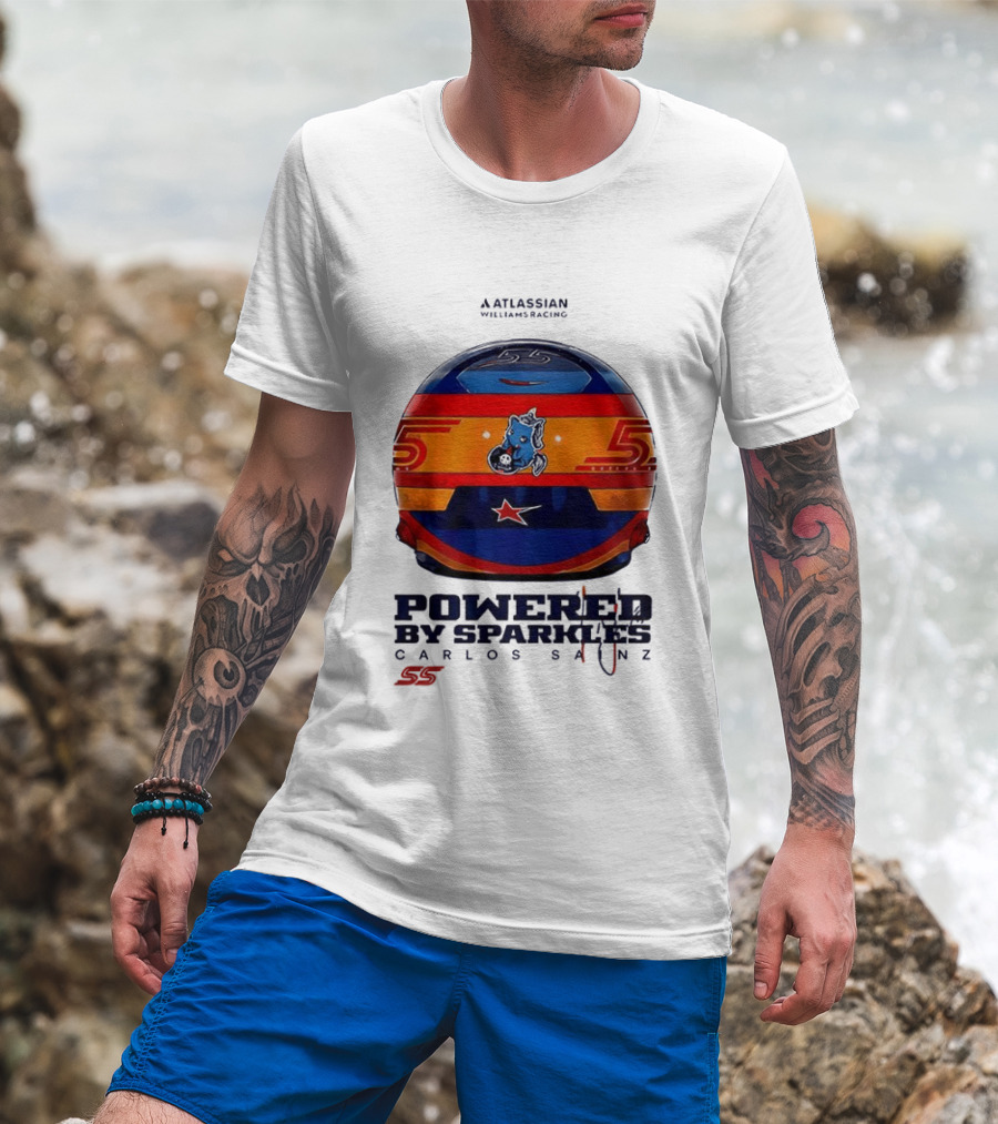 Atlassian Williams Racing Carlos Sainz Powered By Sparkles Helmet 55 T-Shirt