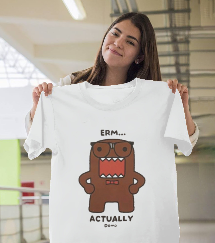 Domo Erm Actually Character With Glasses And Bow Tie T-Shirt