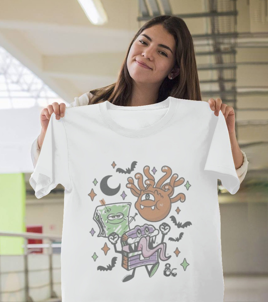 Dungeons & Dragons Halloween Monster Cuties With Beholder Mimic And Spellbook T-Shirt