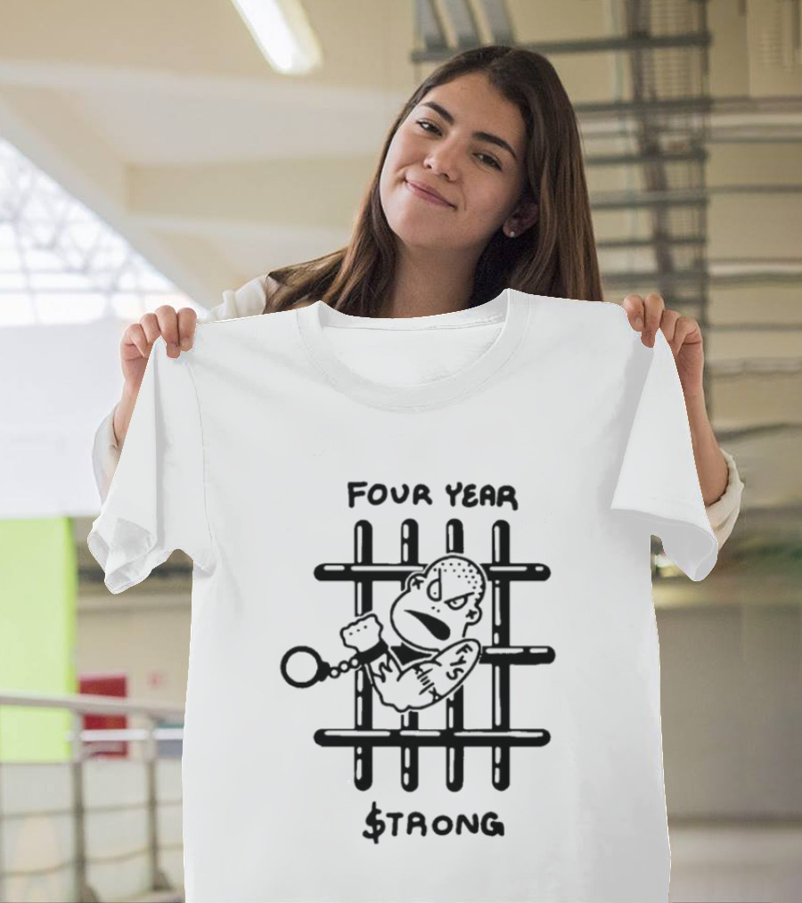 Four Year Strong Cartoon Prison Bars Character T-Shirt