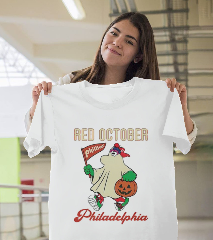 Red October Phillies Phanatic Ghost Halloween Pumpkin T-Shirt