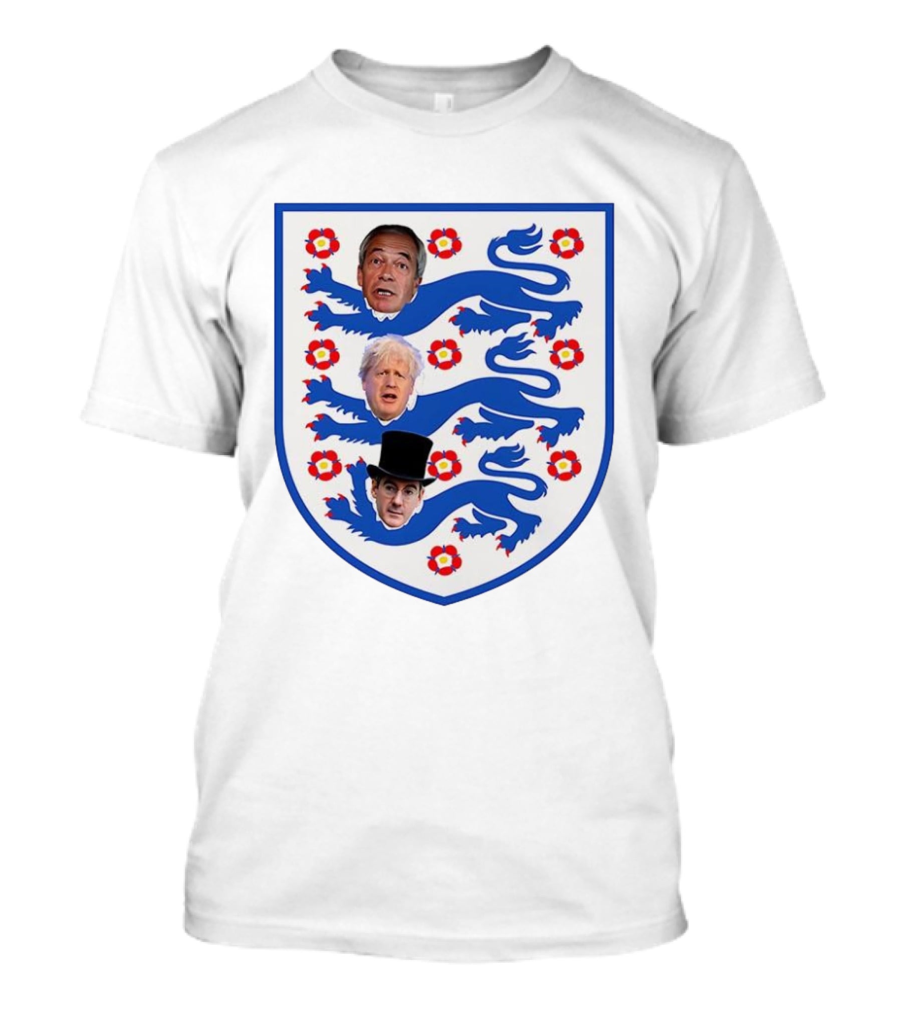 Nigel Farage Boris Johnson Jacob Rees Mogg England Three Lions Flag T-Shirt