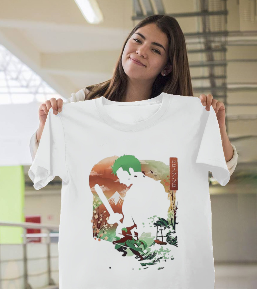 Roronoa Zoro One Piece Ukiyo-e Lunar New Year Silhouette Art Japanese Style T-Shirt