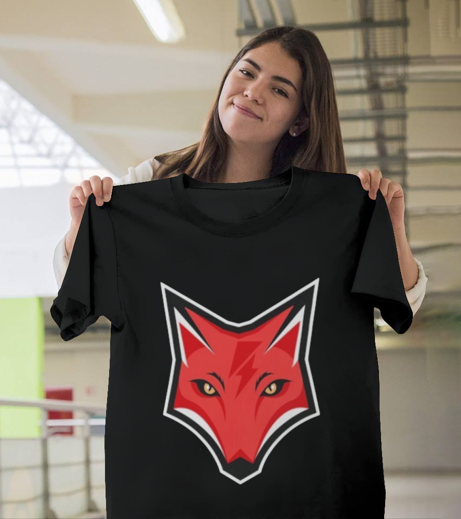 Electric Fox Lightning Emblem Red Fox Face T-Shirt
