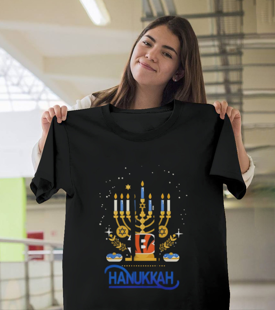 Cincinnati Bengals Hanukkah Menorah Celebration T-Shirt