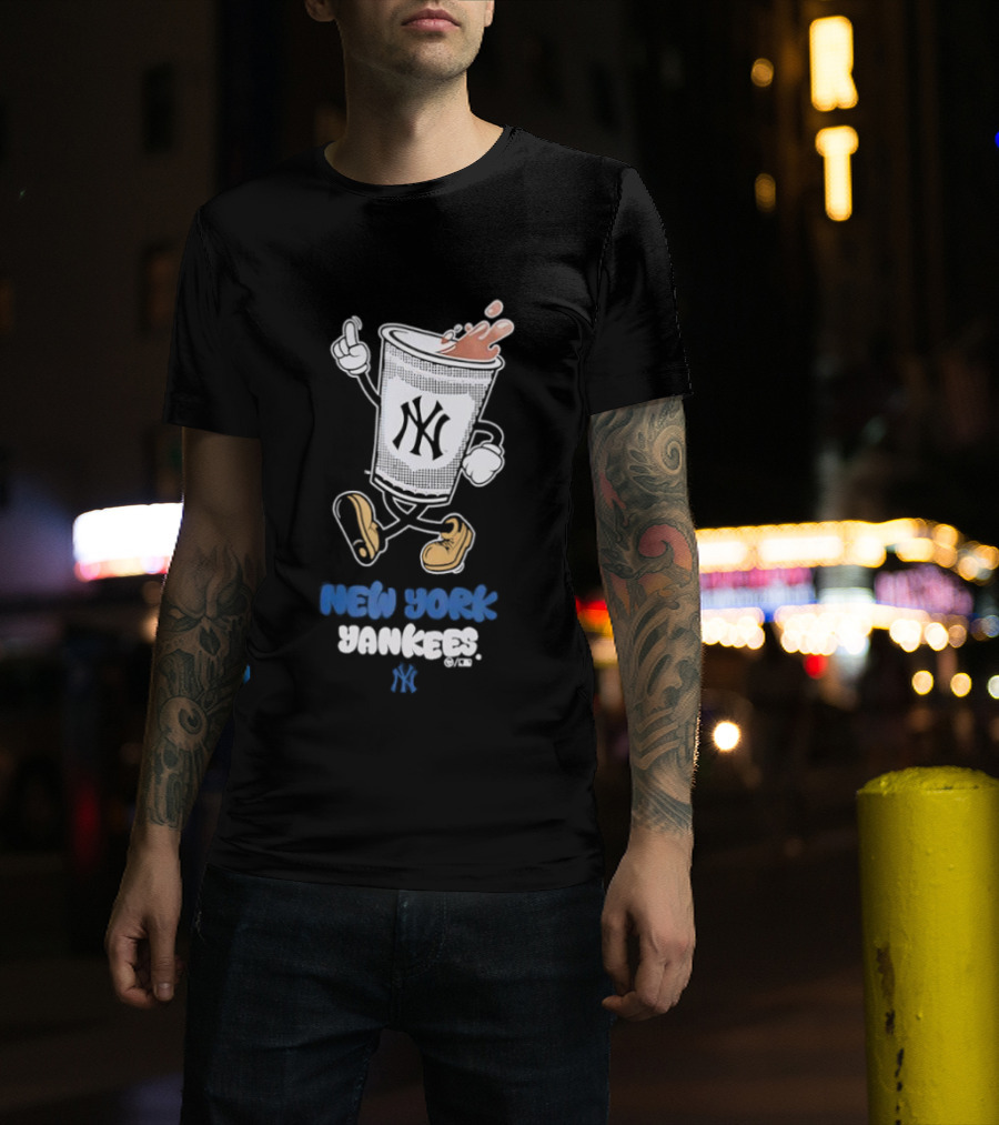 NY Yankees Coffee Cup Cartoon T-Shirt