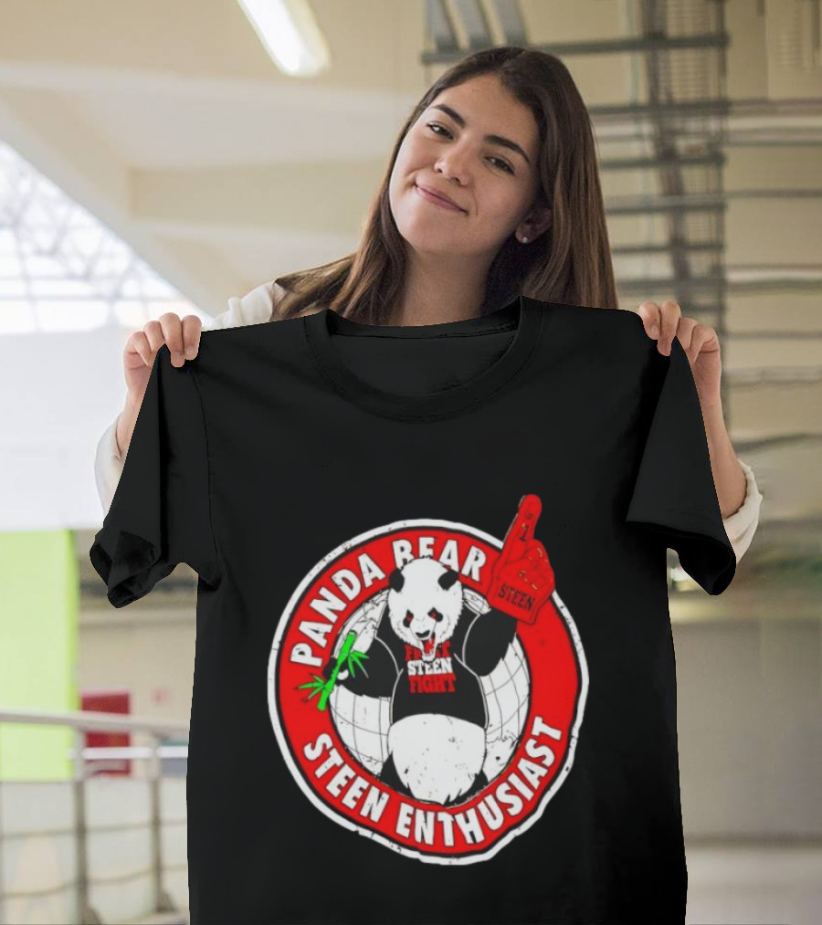 Panda Bear Steen Fight Enthusiast With Foam Finger And Bamboo T-Shirt