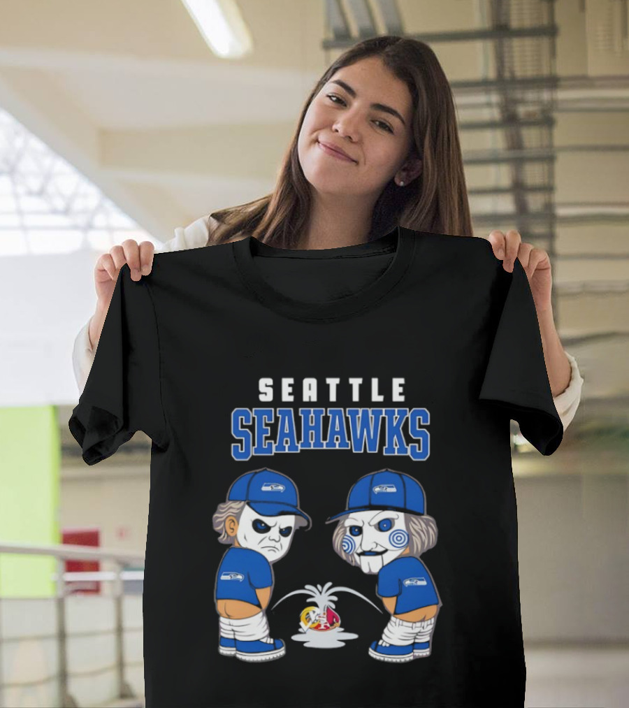 Seattle Seahawks Michael Myers Billy The Puppet Piss On Rival Teams T-Shirt