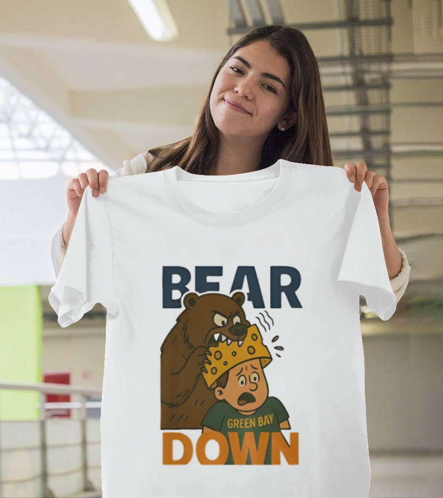 Bear Down Green Bay Packers Rivalry Cheesy Confrontation T-Shirt