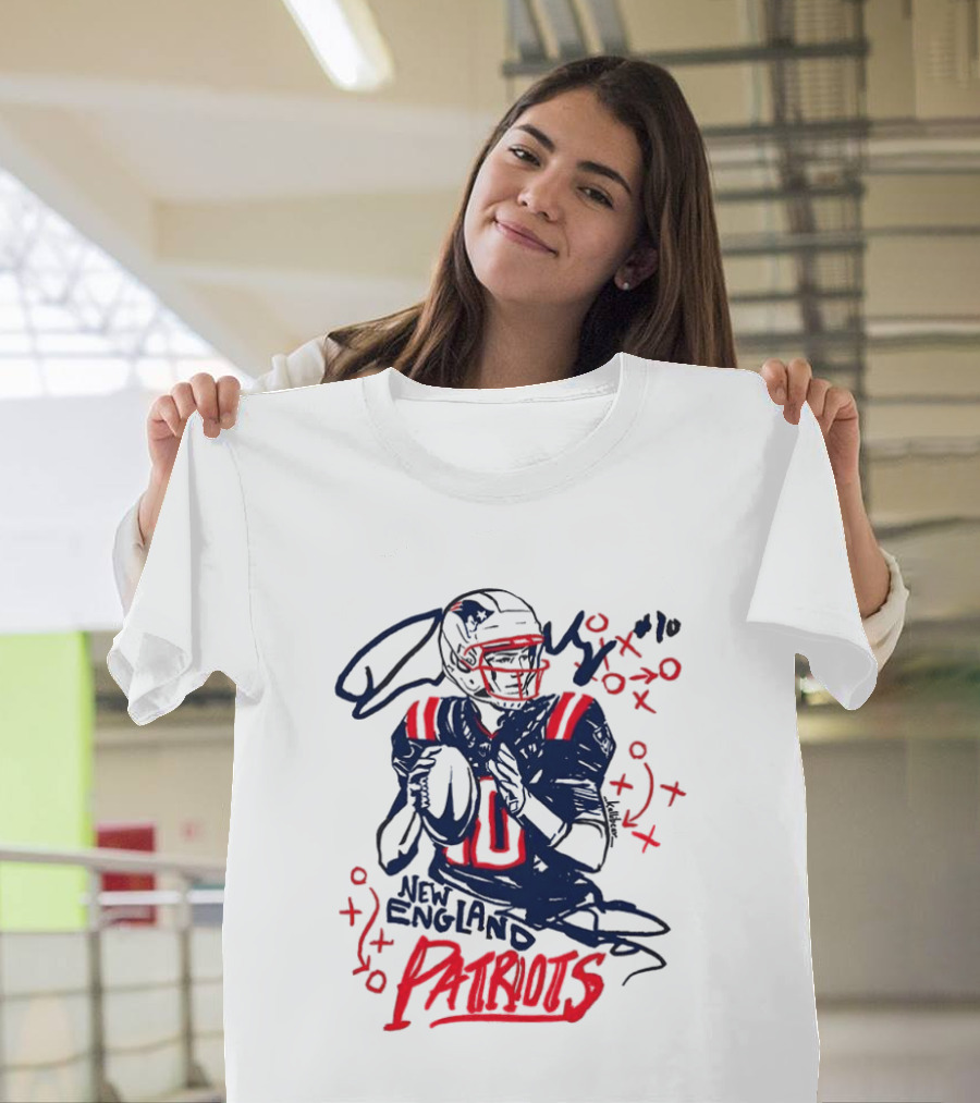 Drake Maye New England Patriots Quarterback XOXO Playbook T-Shirt