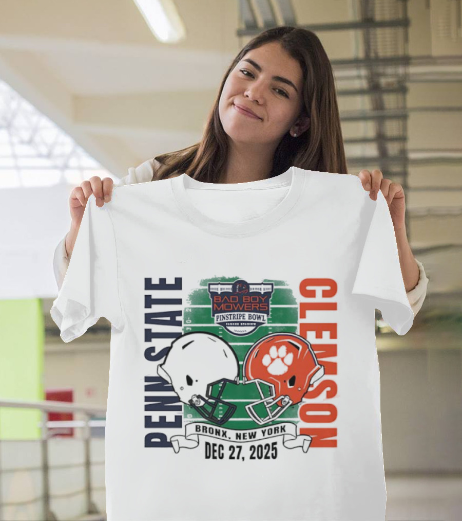 Clemson Vs Penn State Bad Boy Mowers Pinstripe Bowl 2025 Dueling Helmets T-Shirt