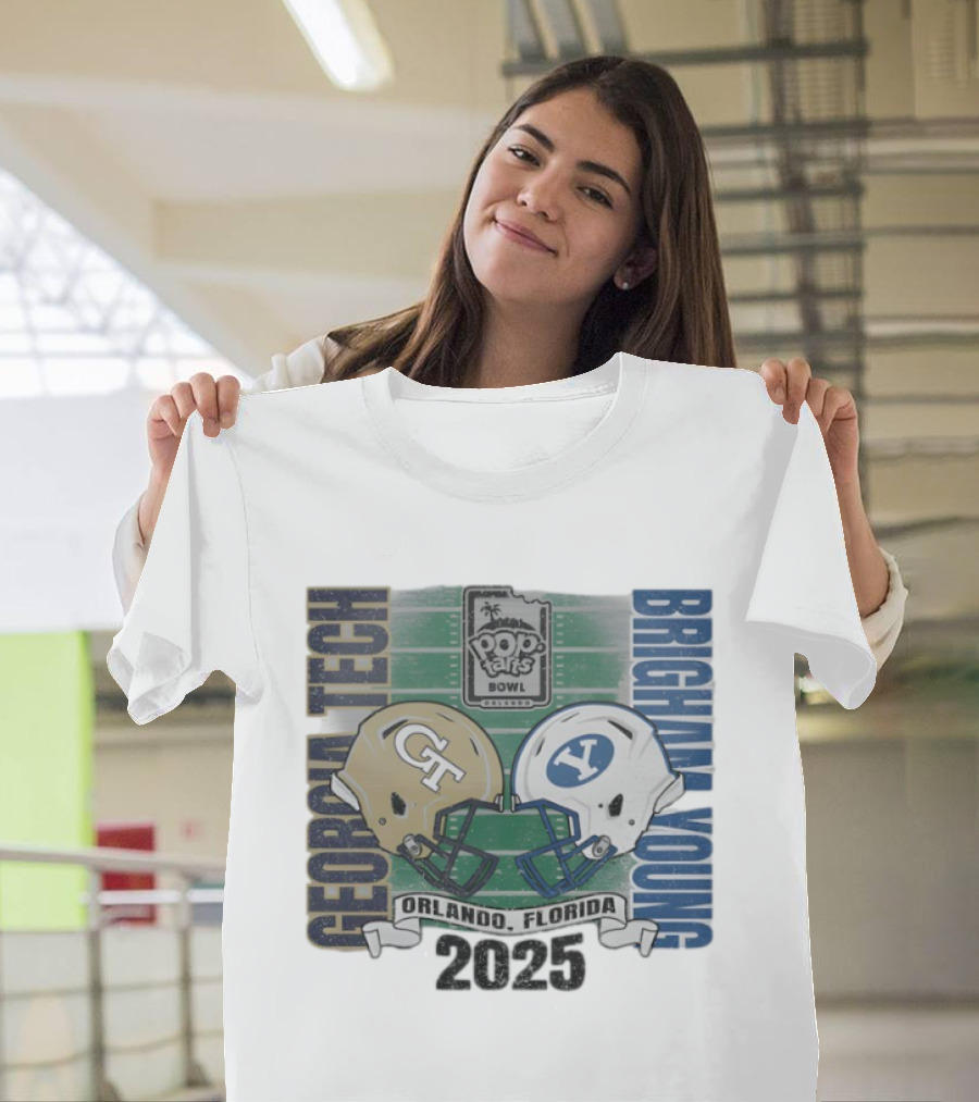Georgia Tech Vs Brigham Young 2025 Pop Tarts Bowl Orlando Football Helmets T-Shirt