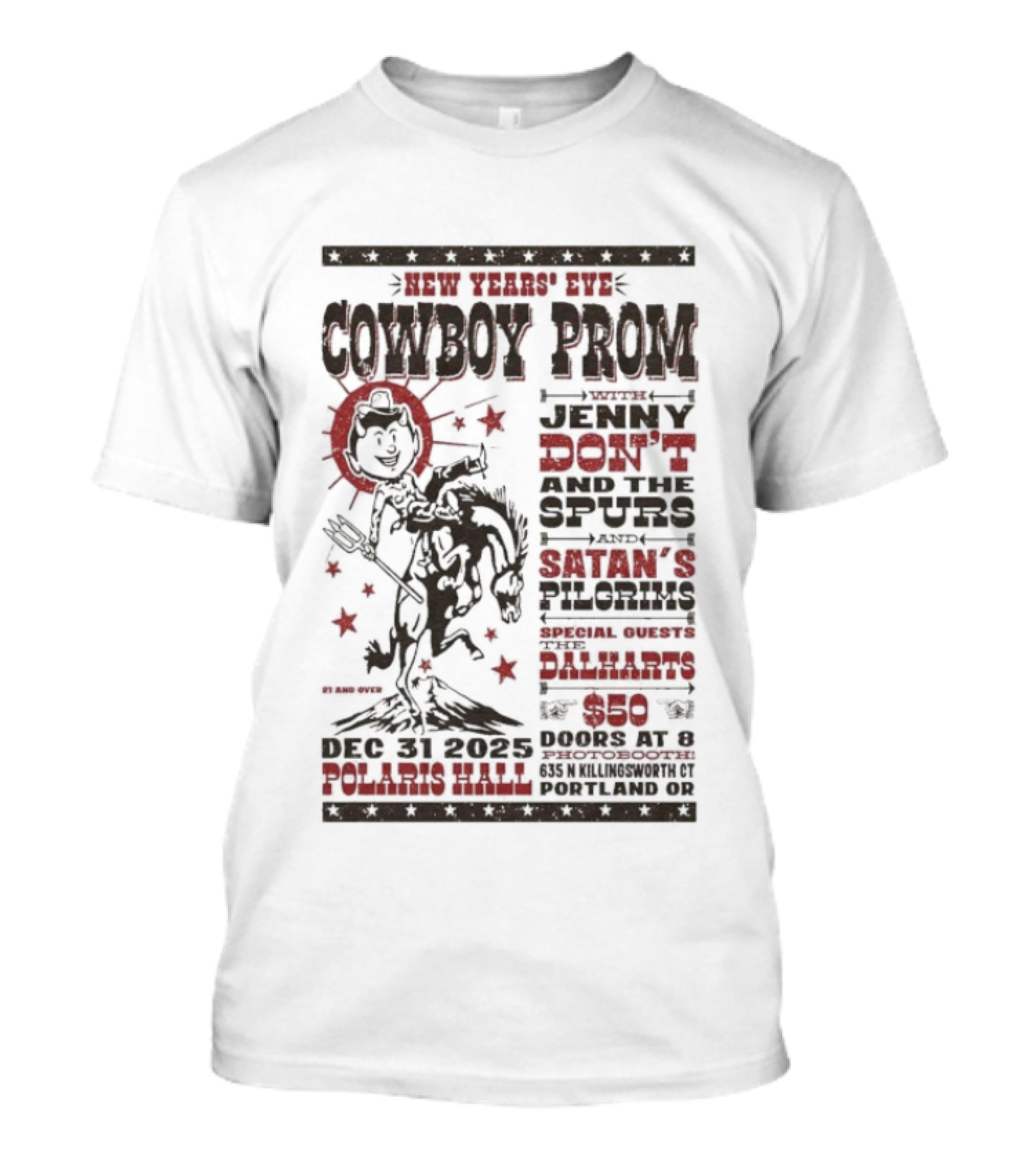 Jenny Don’t And The Spurs And Satan’s Pilgrims 12.31.2025 Portland Nye T-Shirt